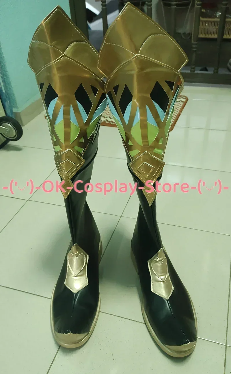 [Personalizzato] Genshin Impact Alhaitham Scarpe Cosplay Gioco di ruolo Costume Prop Halloween Carnevale Festa Festa Stivali in pelle PU
