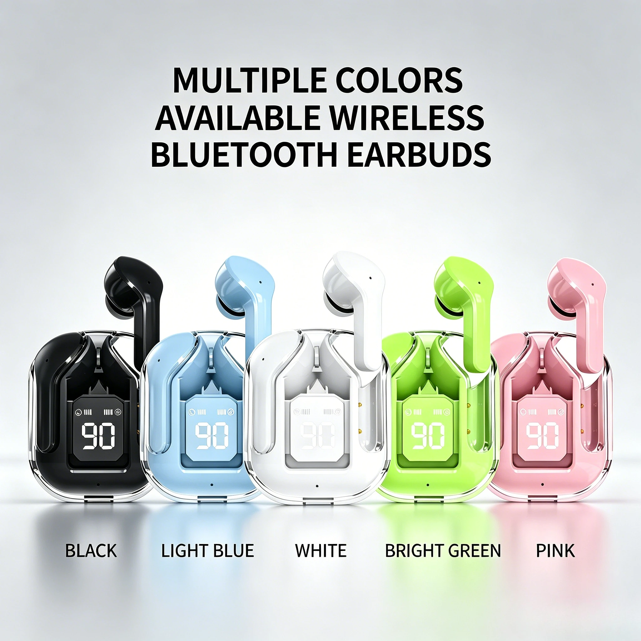Auriculares Bluetooth TWS Transparentes, Diseño Intrauditivo de Silicona Suave, Auriculares Inalámbricos Deportivos para Juegos, Audio Estéreo HiFi, Pantalla LED