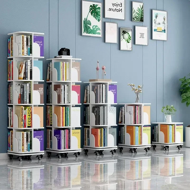 Floor-to-ceiling Rotating Bookshelf Children's Mobile Bookcase Student Bookshelf Mini Bookcase Shelf Economy and Large Capacity