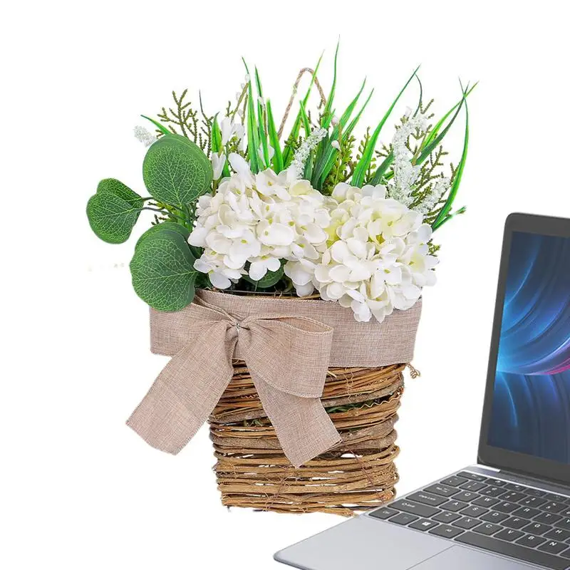 

Door Flower Basket Realistic Hydrangea Hanger Decor Realistic Hydrangea Door Hanger Basket Decoration For Front Porch Farmhouse