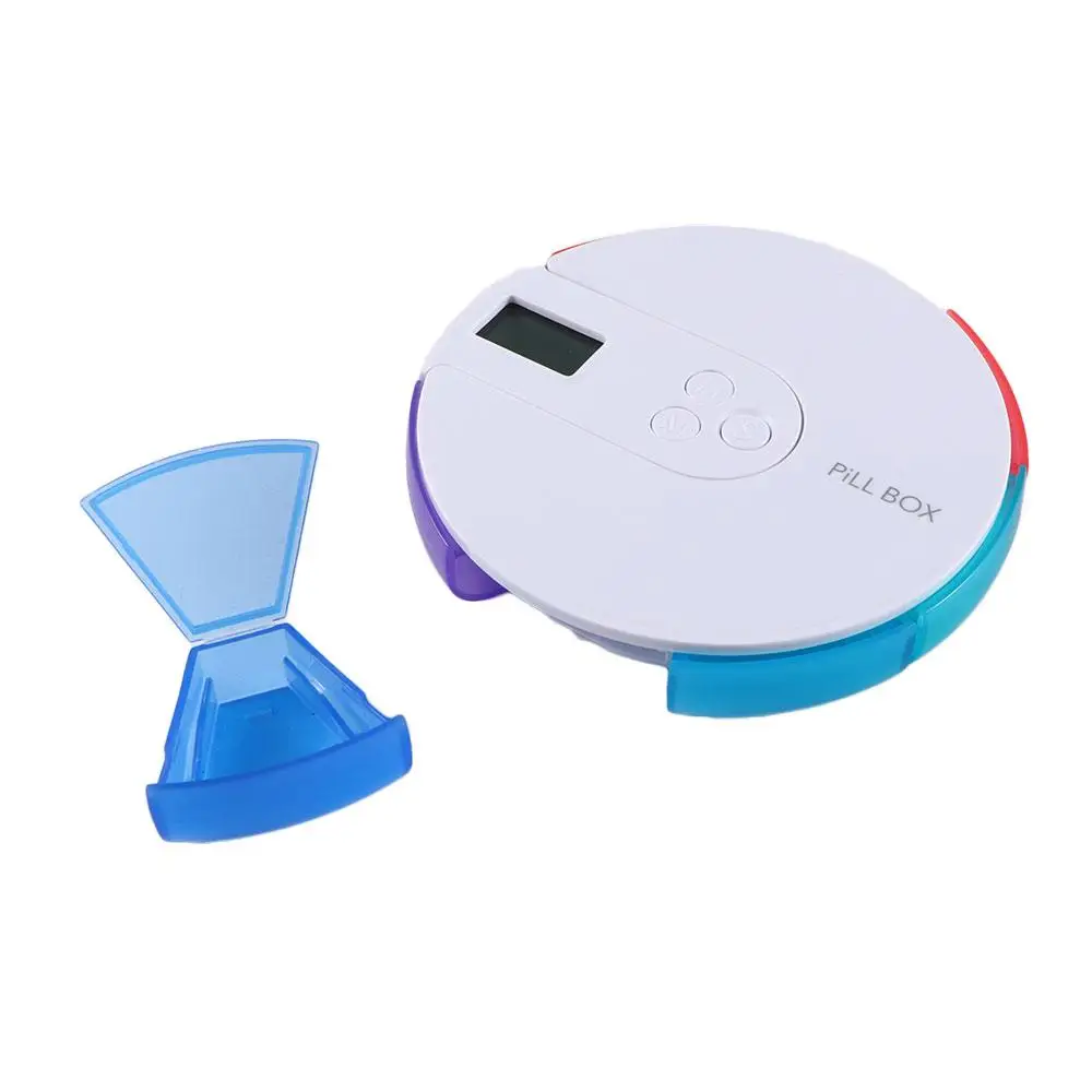 Contenitore leggero arcobaleno a 7 griglie, contenitore rotondo per medicinali elettronici, portapillole, dispenser per compresse