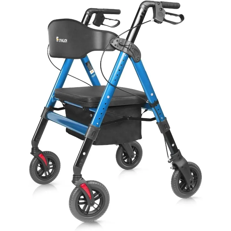 Girello rollator per carichi pesanti da 450 libbre, girello bariatrico pieghevole leggero con sedile e schienale extra larghi