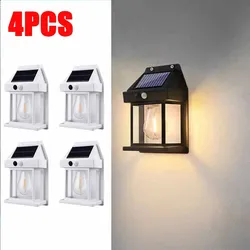 1/4PCS Solar Wall Light Tungsten Wireless Motion Sensor Security Lamps  Waterproof Dusk Dawn Exterior Light Patio Porch Garage