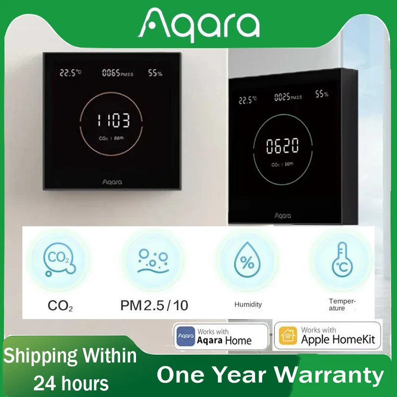 

Aqara Air Quality Monitor Panel S1 Omni Directional Air CO2 PM2.5 Temperature Humidity Monitoring For Homekit Aqara Home App