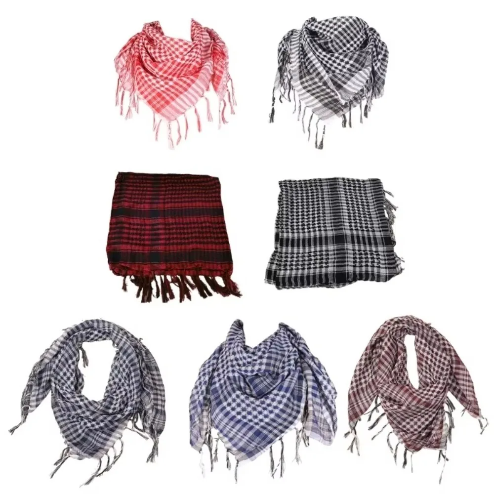 Duża arabska chusta szemag dla mężczyzn i kobiet z frędzlami keffiyeh, kostiumowa chusta na szyję, bandana, unisex, taktyczna chusta na głowę