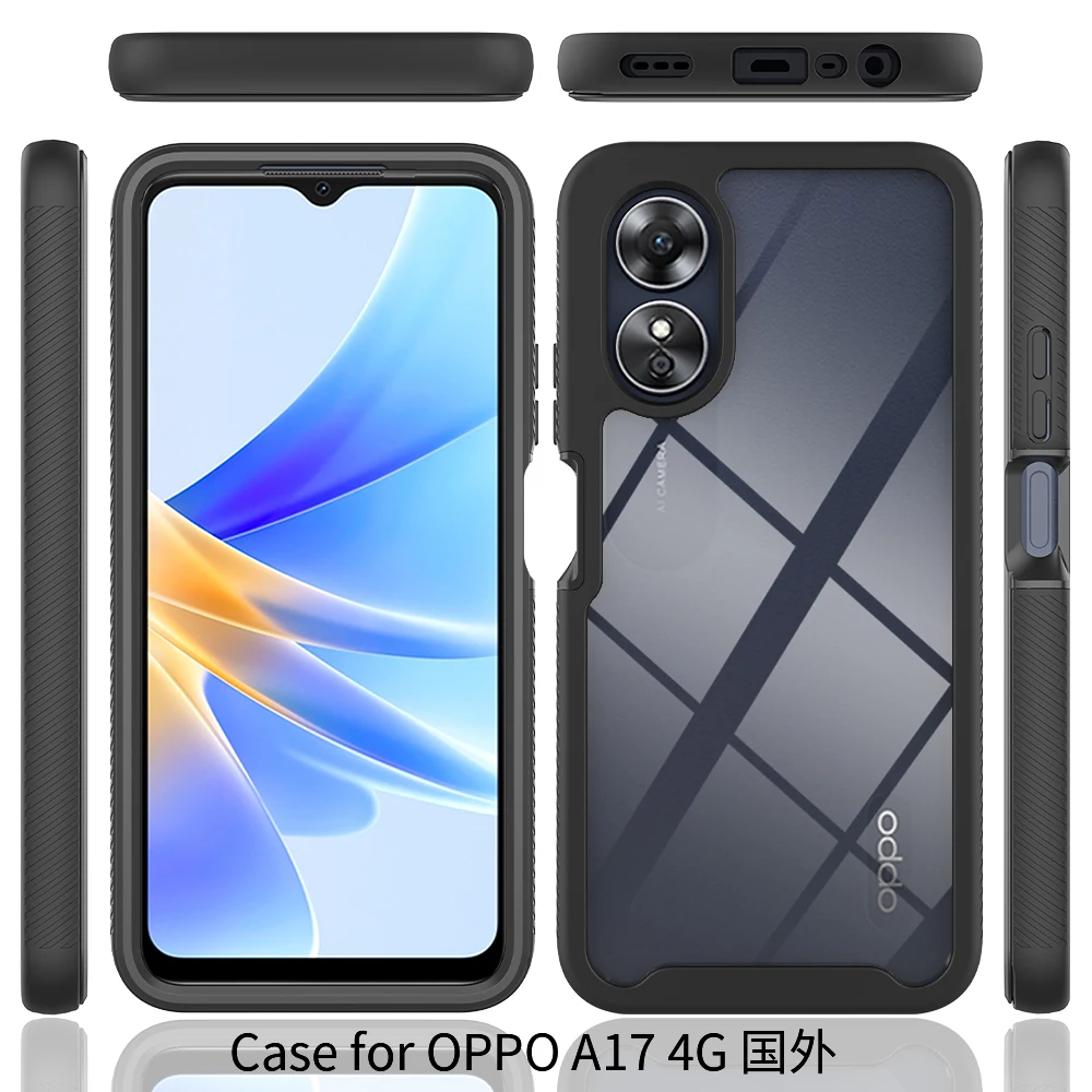 Fit OPPO A17 4G Cover Shockproof Clear Protective Built-in Screen Protector TPU Bumper Cover For Oppo A16/A16S/A54S Cases