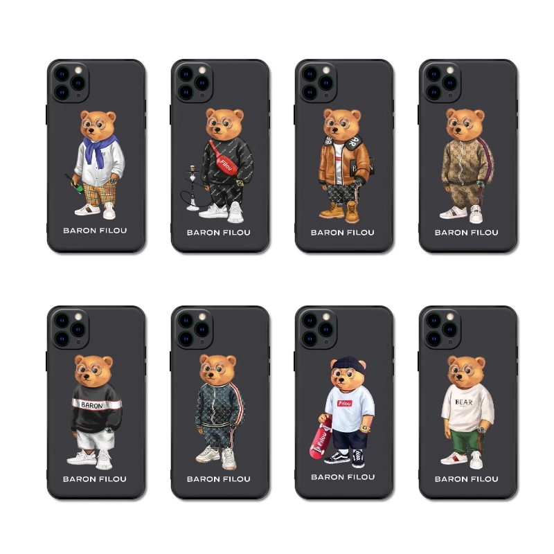 Cartoon Bear Soft Case For Iphone 14 15 13 12 11 Pro Max Mini 7 8 Plus Xr X Xs Se Phone Cover Fashion Trend Leisure Fundas Capa