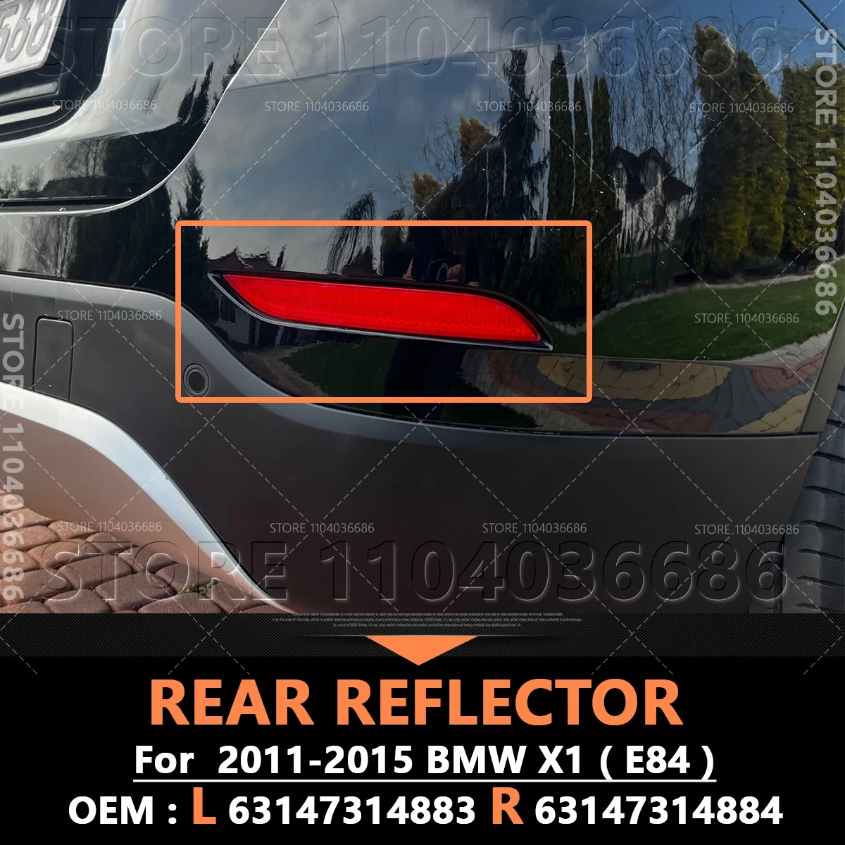 

Для 2011-2015 X1 28i 28ix 35ix (E84) отражатель заднего бампера, предупреждающая светоотражающая полоса 63147314883 63147314884