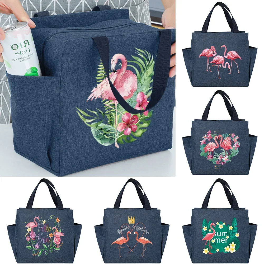 

Girls Insulated Lunch Bags for Children Handbags Women Thermal Lunchbox Work Food Organizer Travel Picnic Flamingo Cooler Bag