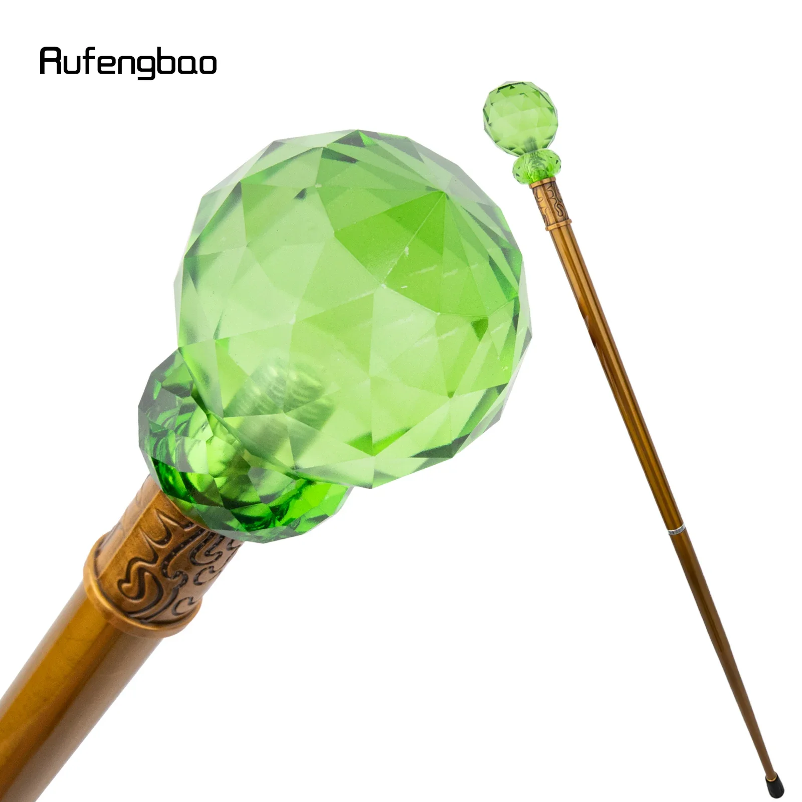 

Green Glass Ball Walking Cane Fashion Decorative Luxury Stick Decorative Cane Elegant Fashion Cosplay Alloy Crosier Stick 92cm