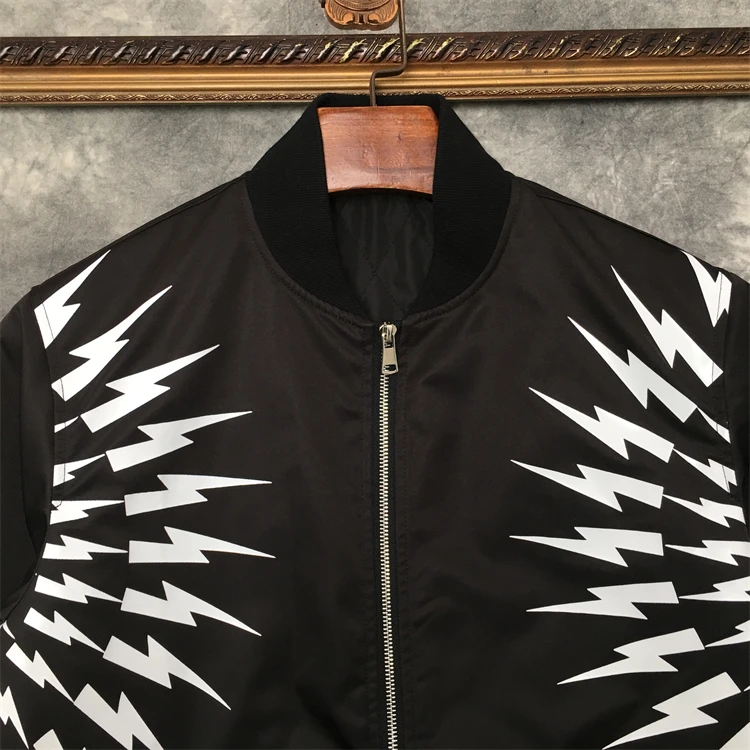 New 2022 luxury Men Rib Sleeve thunderbolt Neil Lighting High couple Baseball Coats & Jackets Abstract digital coat Motor #A366