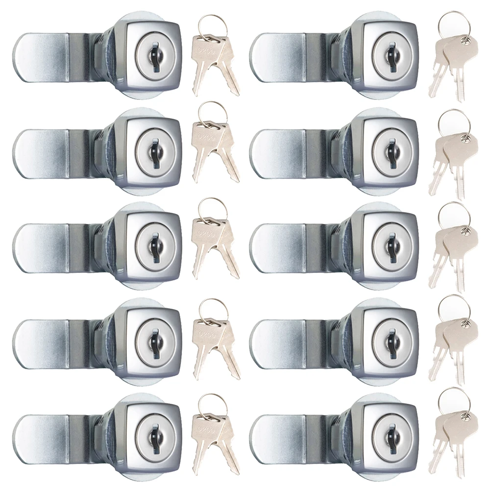 10PCS Zinc Alloy Industrial Cam Lock Distribution Box Switch Electric Cabinet Lock Mailbox File Cabinet Turn Tongue Lock+Keys