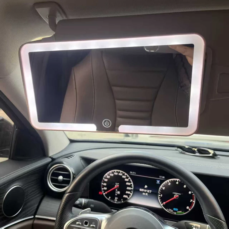 Car Mirror LED Makeup Mirror Makeup Mirror Car Visor Beauty Mirror LED Makeup Mirro Three Color Temperature Fill Light Modes