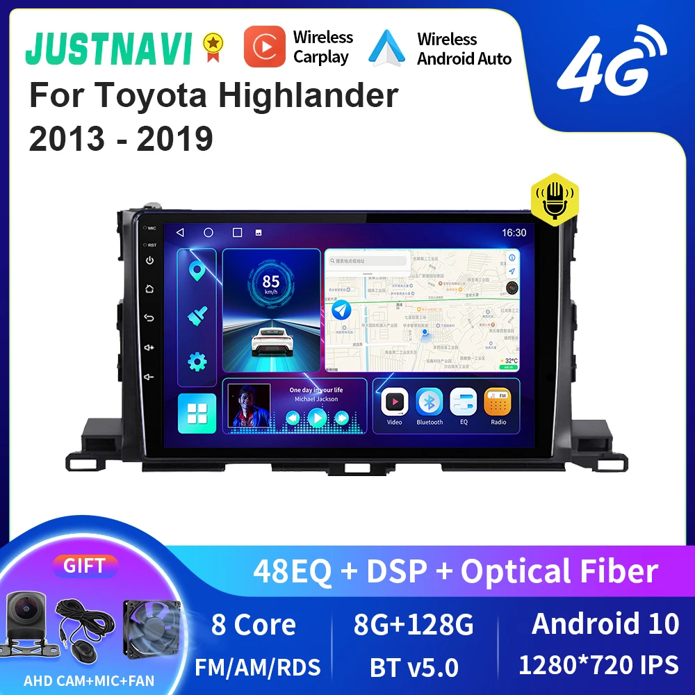 

JUSTNAVI QT10 Android for Toyota Highlander 2013-2019 Stereo Car Radio Multimedia Autoradio Navigation Video DSP Player 2din GPS