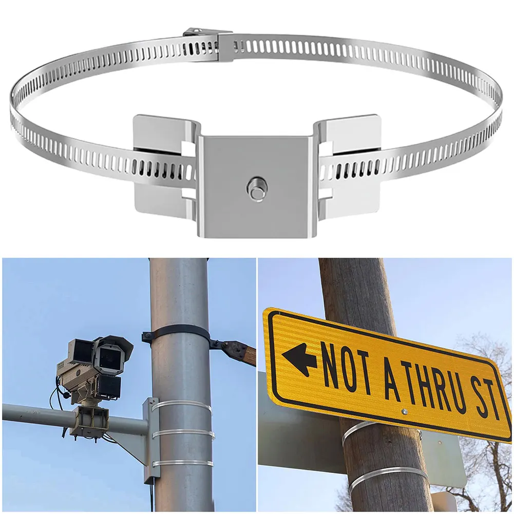 Street Sign Mounting Bracket Adjustable Sign Holder Mounting Pole Bracket for Round Telephone Poles Rods