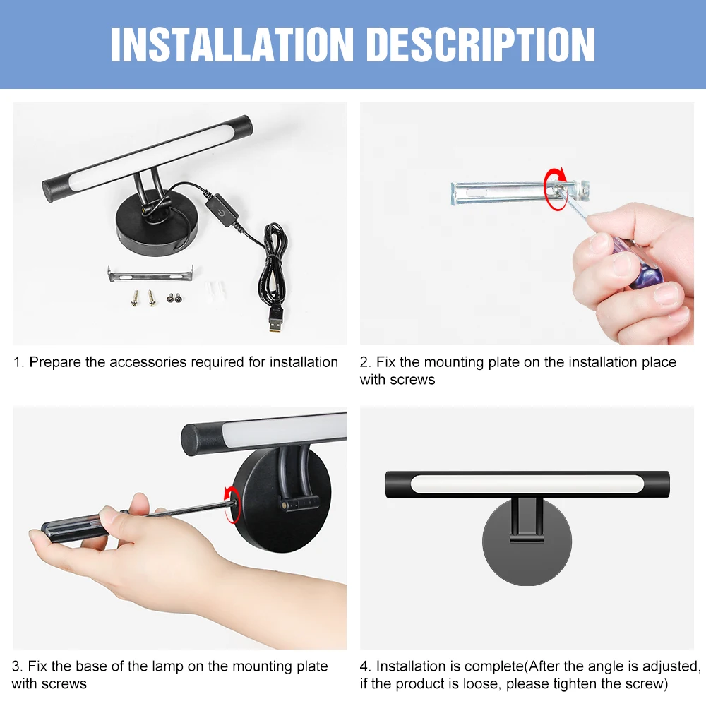 LED Dapat Diredupkan Lampu Cermin Rias LED Lampu Dinding Meja Rias Lampu Isi Rias USB Isi Ulang Lampu Rias Lampu Cermin
