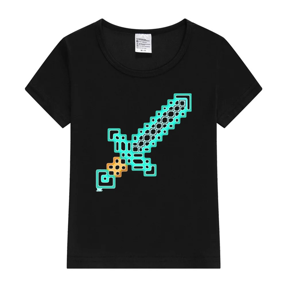 Neon Diamond Sword Kids T-Shirt Cartoon T-shirt Boy Girl Clothes Baby Tee Kids Shirt Tops For Children Short Sleeve Boys T-shirt