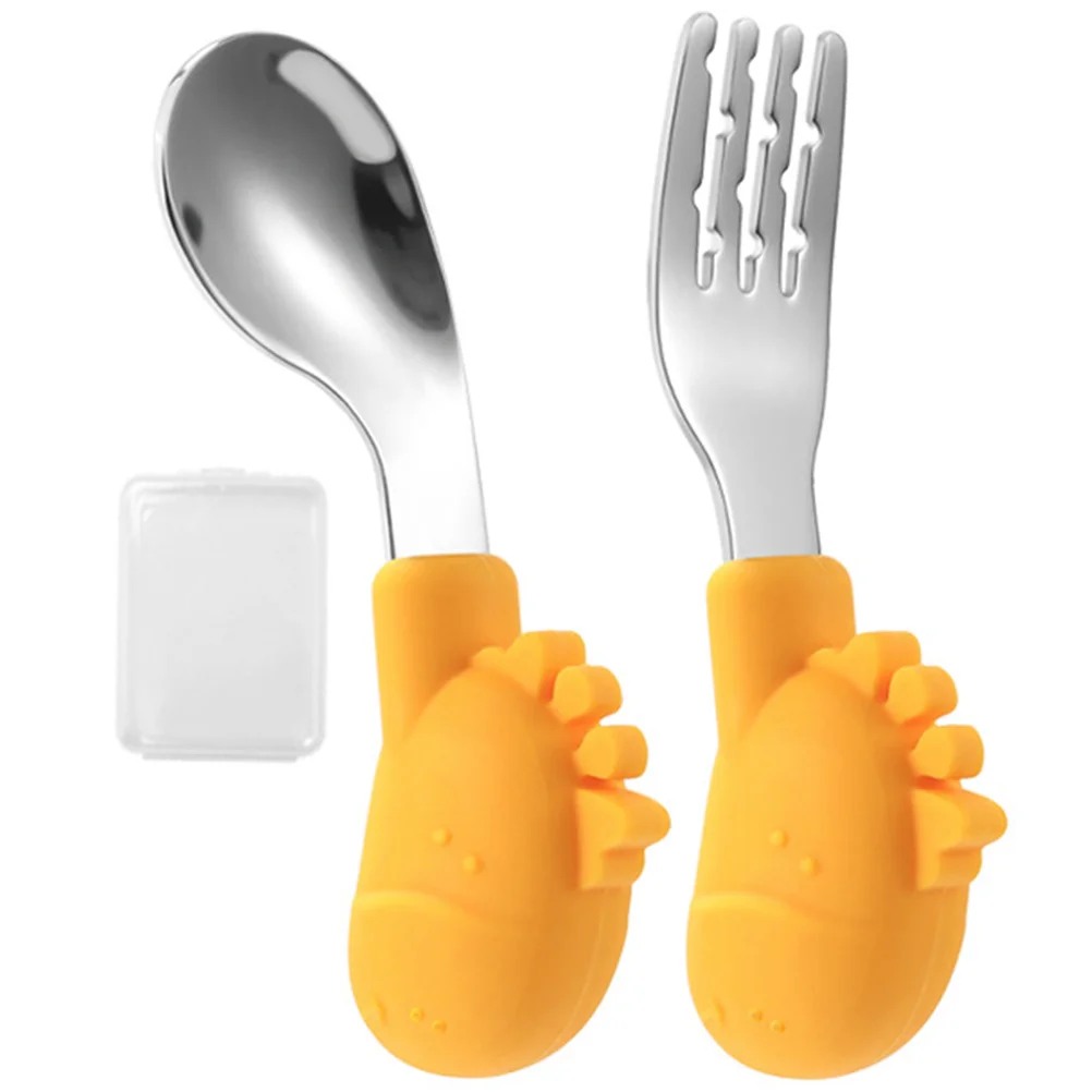 

Food Supplement Spoon and Fork Baby Feeding Utensils Feeder Toddler Spoons Self Essential Lovely Forks Short Handle