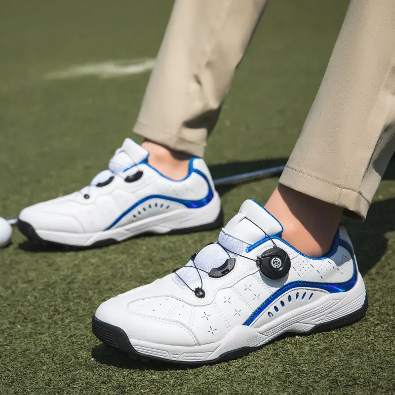 Chaussures de golf imperméables pour hommes, chaussures de tennis en cuir, laçage rapide, non ald, baskets d'entraînement de golf respirantes, sans crampons