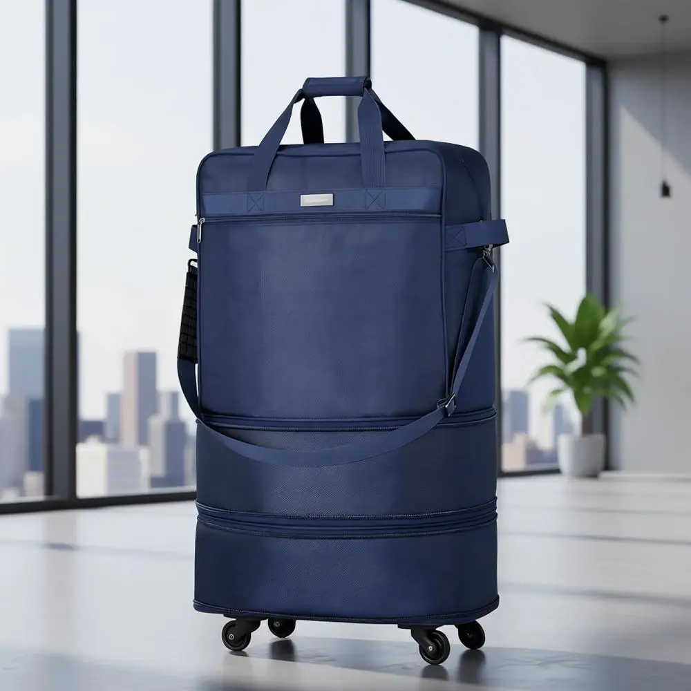 

Expandable Lightweight Rolling Suitcase with Collapsible Feature for Men and Women, Blue