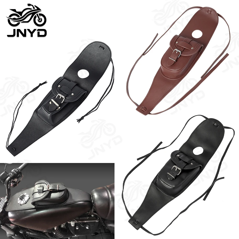 JNYD Motorcycle Synthetic Leather Fuel Tank Cap Cover Panel Bag For Harley Sportster XL 883 1200 Models
