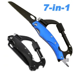 Multitool karabinek nóż składany 7 w 1 lekki brelok EDC śrubokręty otwieracz Outdoor taktyczny sprzęt survivalowy praktyczne narzędzia