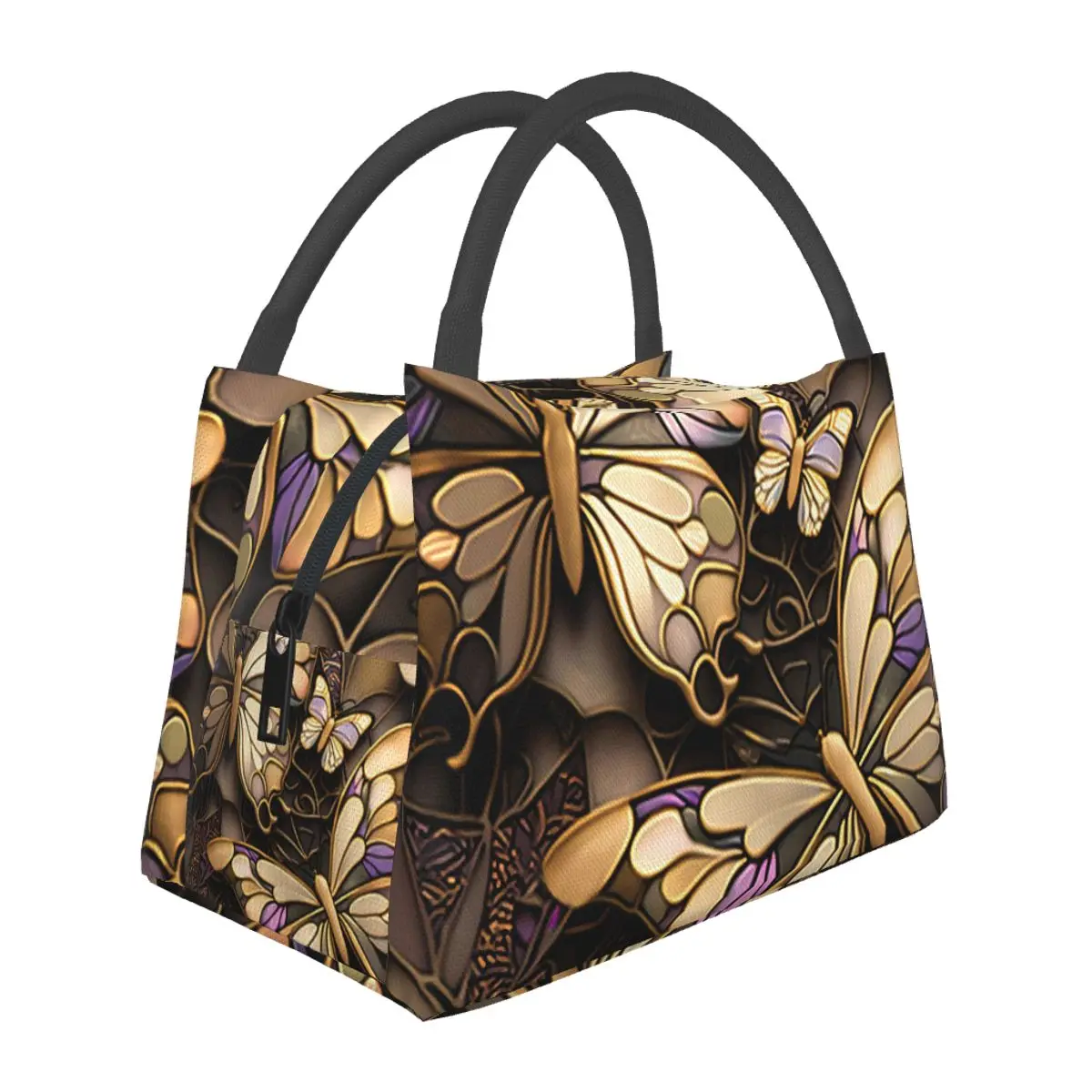 Gold Butterfly Lunch Bag Abstract Animal Funny Lunch Box For Men Office Portable Cooler Bag Print Thermal Tote Handbags