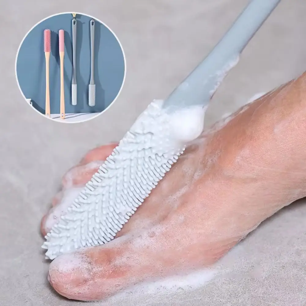 2 pçs criativo toe gap escova de limpeza manipulado alça longa silicone toe escova confortável ergonômico escova de limpeza dos pés
