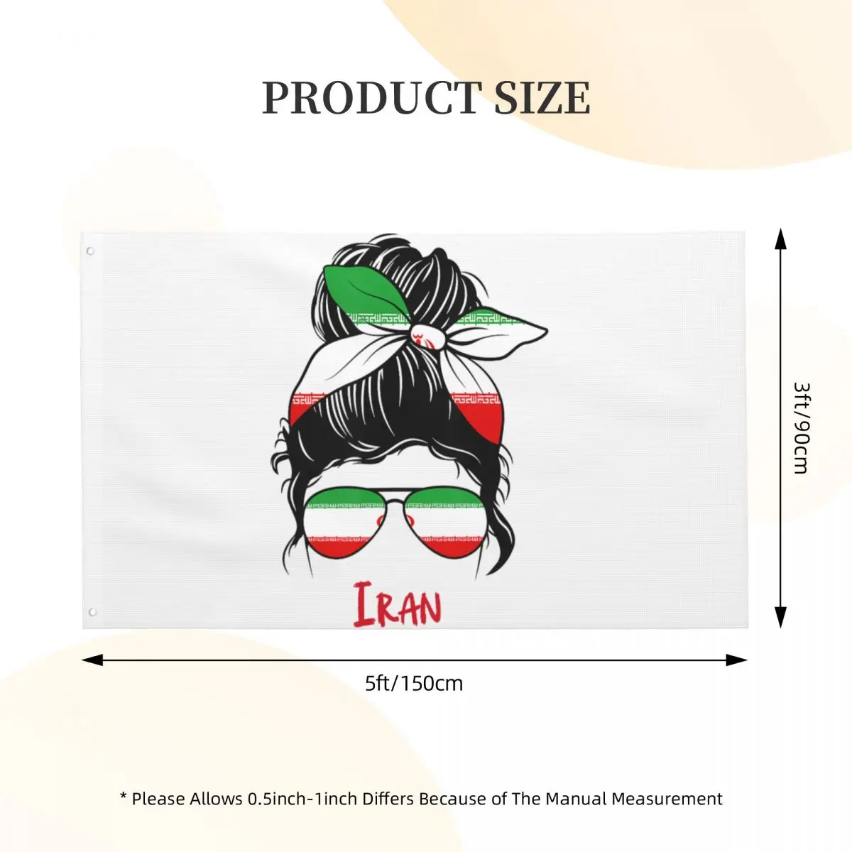 Iranian Girl Iran Flag Persian Flag High Quality Polyester Hanging Flags 3x5 ft Custom Banner For Living Room Dorm Party Decor