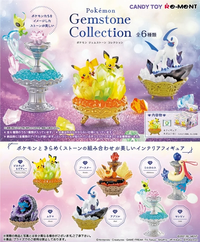 

Re-Ment Original 6Pcs ポケットモンスター ポケモン Gemstone Collection Toys For Kids Gift Collectible Model Ornaments