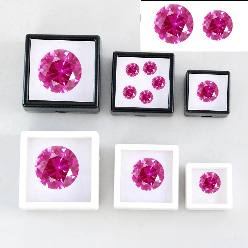 

Premium Pink Ruby Box Pack Round Cut UV Test Ruby for Jewelry Making Ring/Pendant/Collection DIY Mohs Hardness GemStone