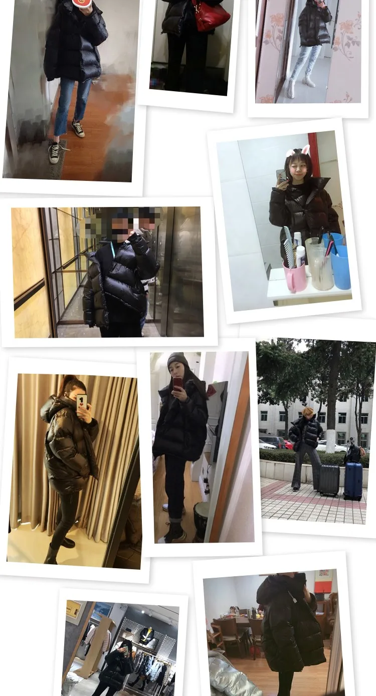 White Duck down Oversized down Jacket~New Winter Style Warm Stand-Up Collar Puffy Jacket with Hidden Snap Buttons on the Placket