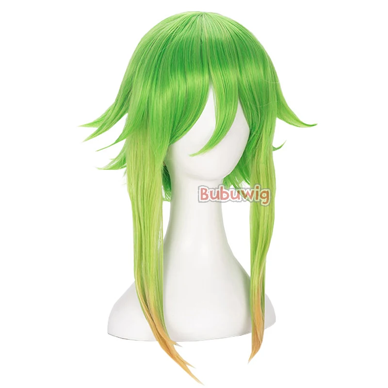 Bubuwig cabelo sintético gumi cosplay perucas gumi 40cm feminino longo reto luz verde gradiente laranja anime perucas resistentes ao calor