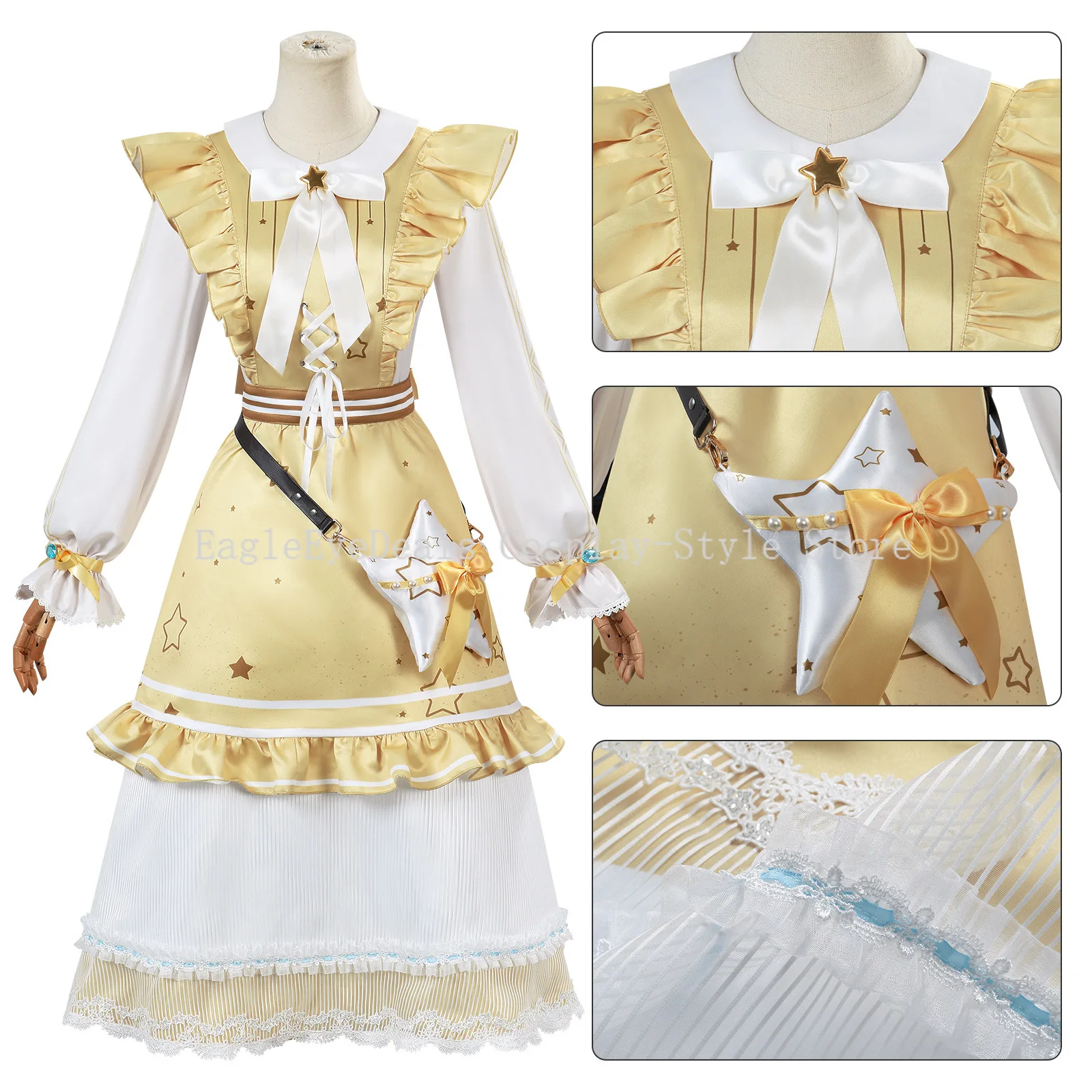 أزياء أنيمي لعبة الهوية V آن ليستر التأثيرية بدلة موحدة للهالوين للنساء لعبة فستان الأميرة الأصفر التاجر
