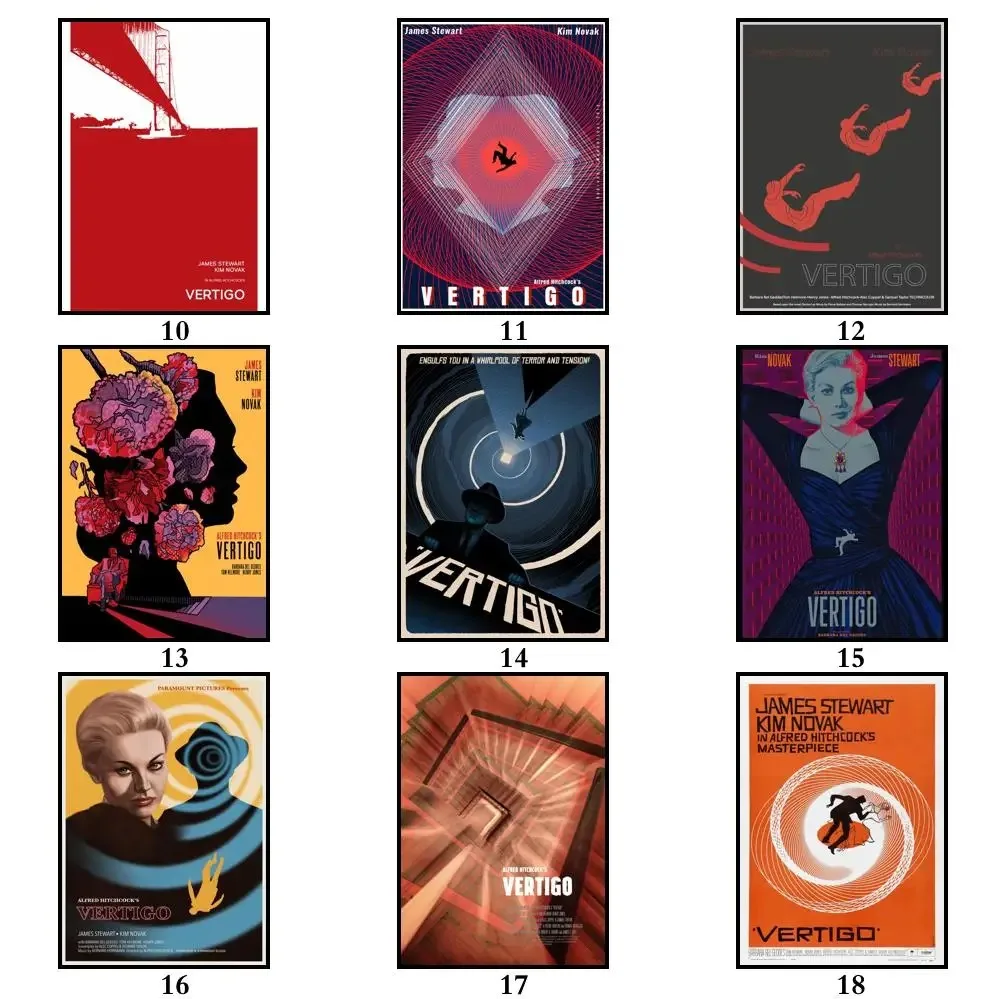 22 تصميمًا لفيلم Hitchcock Vertigo Whitepaper ملصق فني منزلي ملصق حائط فاخر لبار القهوة