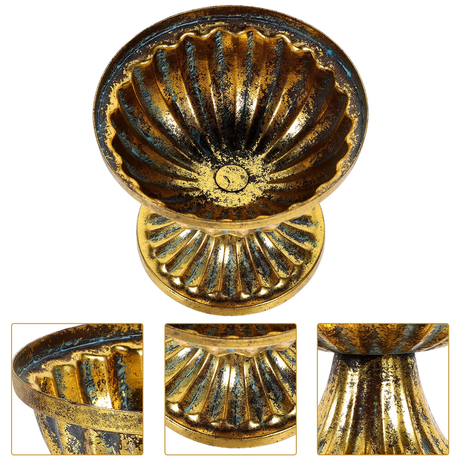 

Vintage Metal Flower Vase Iron Urn Planter Compact Size Tabletop Decoration Wedding Party Banquet Centerpiece Home Office