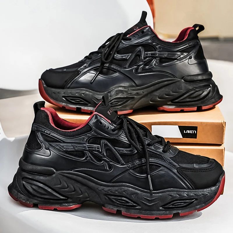 Chunky sneakers four seasons men's breathable light soft sole comfort outdoor running shoes fashion students speed sports shoes