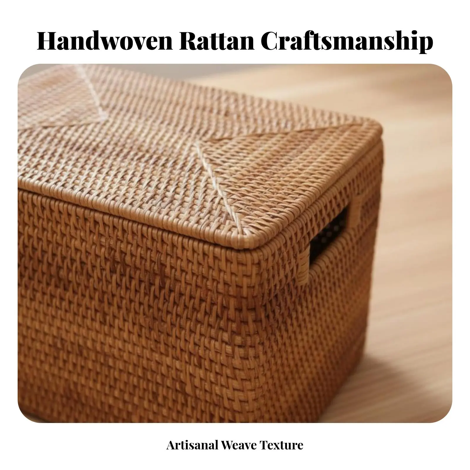 Rectangular Woven container with Lid Pastoral & design Rectangular Wicker Box with Handles Lidded Design sturdy Construction