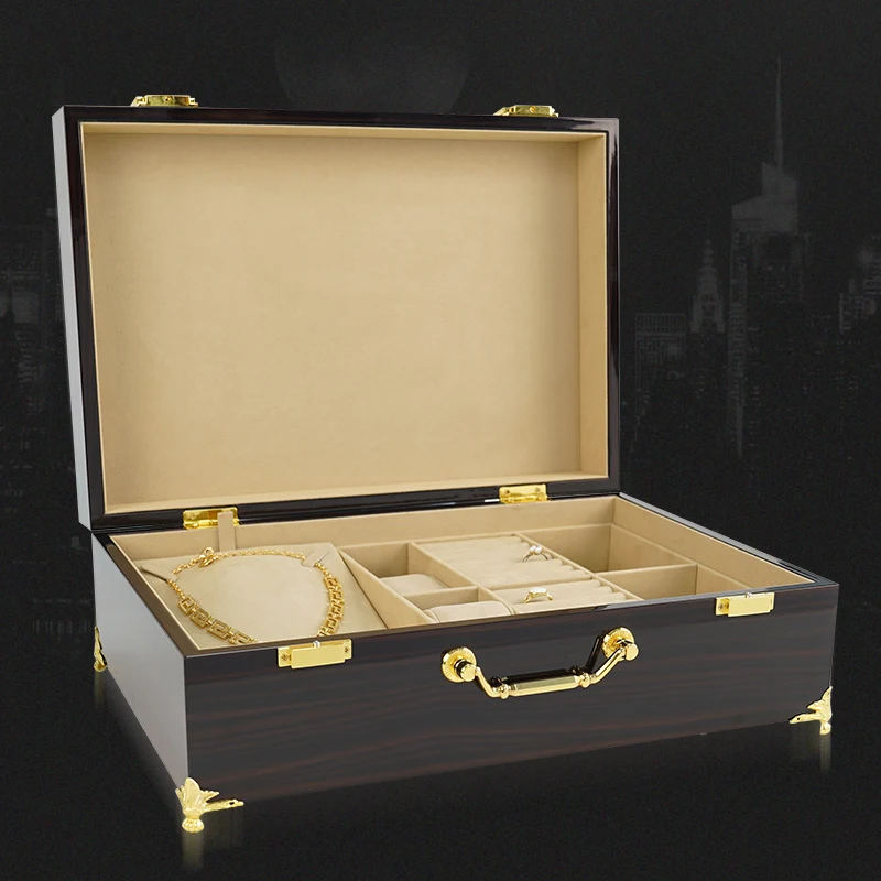 Luxury Microfiber Inner Custom Logo Jewelry Collection Box Eco-friendly MDF Suitcase Style Micro Painting Unique Storage