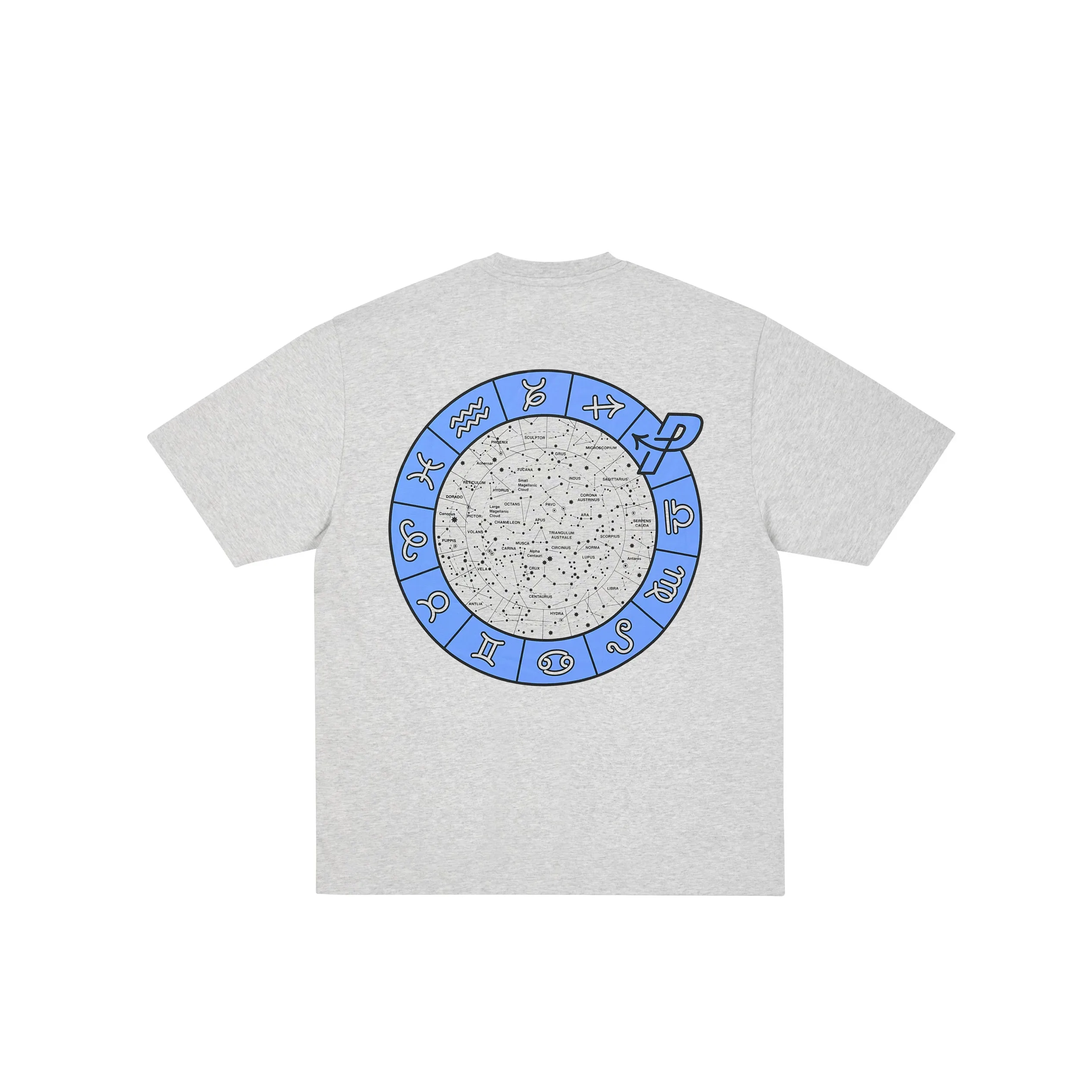 2026 new Black Crew Neck T‑shirt Back Print Zodiac Wheel Constellation Star Map Graphic Unisex Cotton Short Sleeve Tee