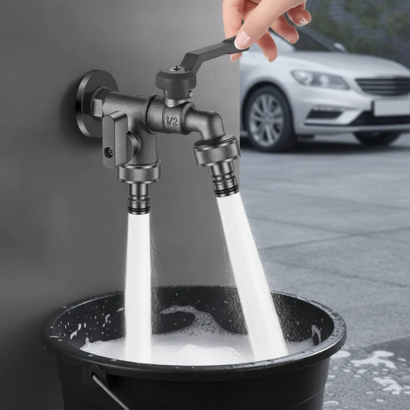 Wall-Mounted Garden Hose Faucet Frost-Resistant Wall-Mounted Hose Faucet Outdoor Water Tap Heavy-Duty Spigot Threaded