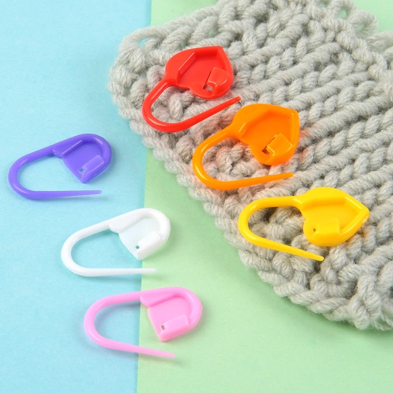 100/200 Stück Bunte Kunststoff-Harz-Kleinklammern, Verschließbare Maschenmarkierer, Häkel- und Strickwerkzeuge, Nadelklammer, Nähwerkzeug – Detail 3