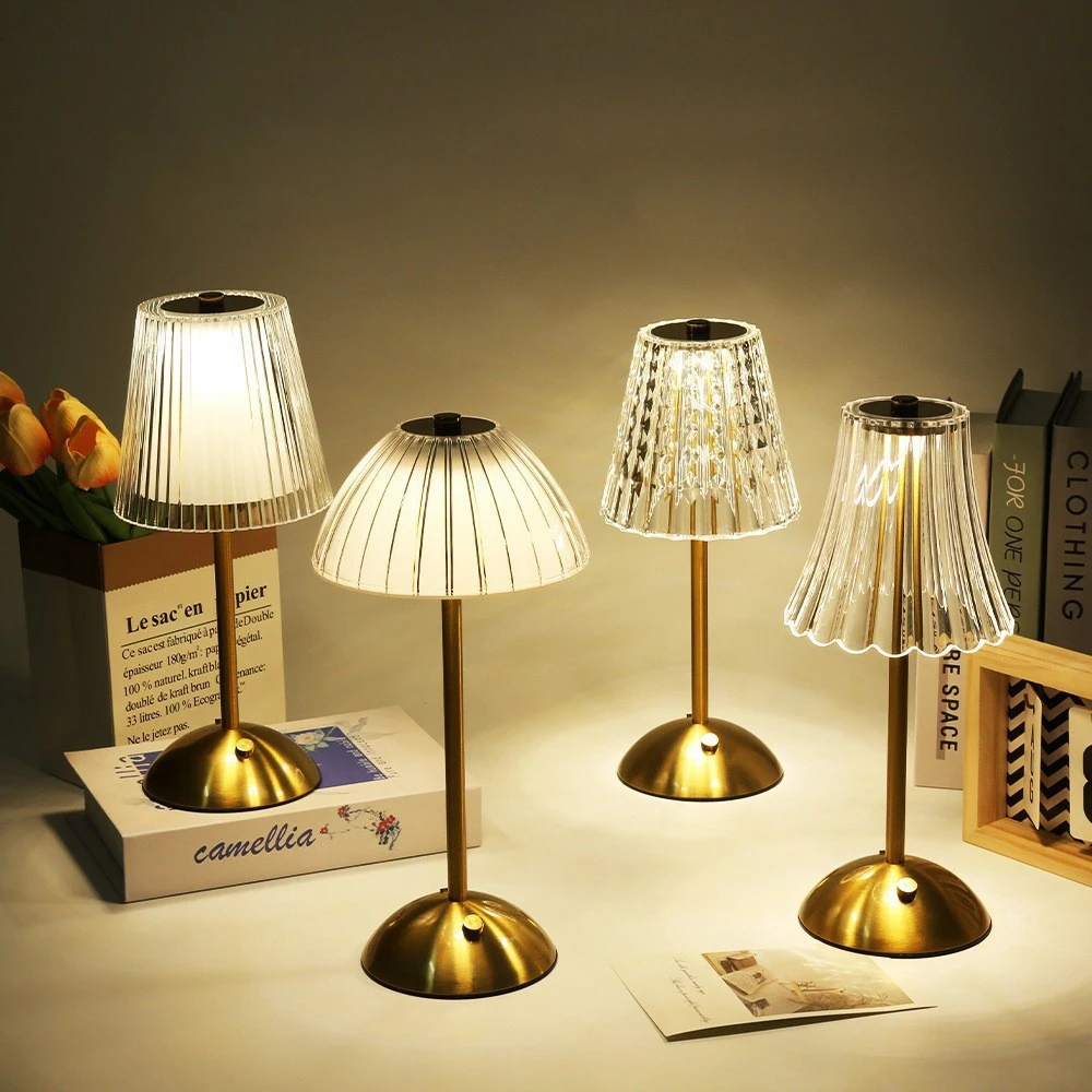 

Rechargeable Crystal LED Table Lamp Touch Sensor Dimmable Desktop Nightlight Reading Lamp For Bar Hotel Restaurant Bedroom Decor