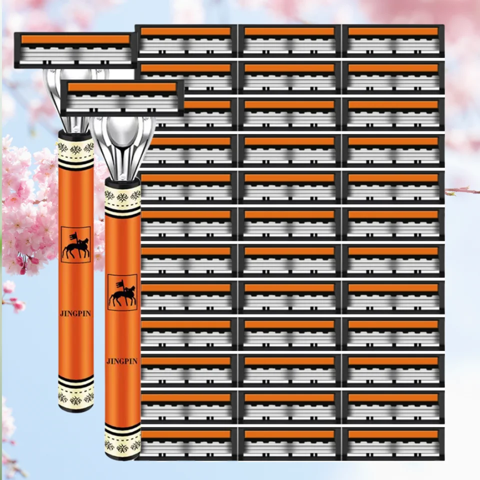 

3-Layer Classic Manual Safety Razor Blade Men And Women Stainless Steel Hair Removal Shaving Blades Replaceable Shaver Head