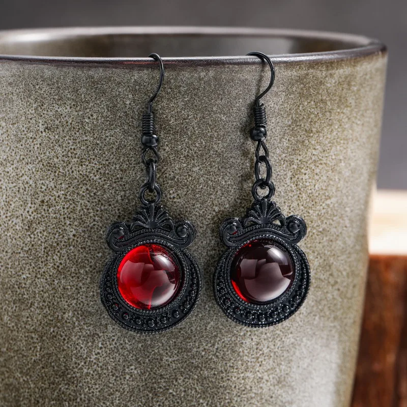 Vintage Gothic Vampire Witch Black Rose Earrings for Women Girls 2023 Creative Halloween Party Personalized Jewelry Accessories