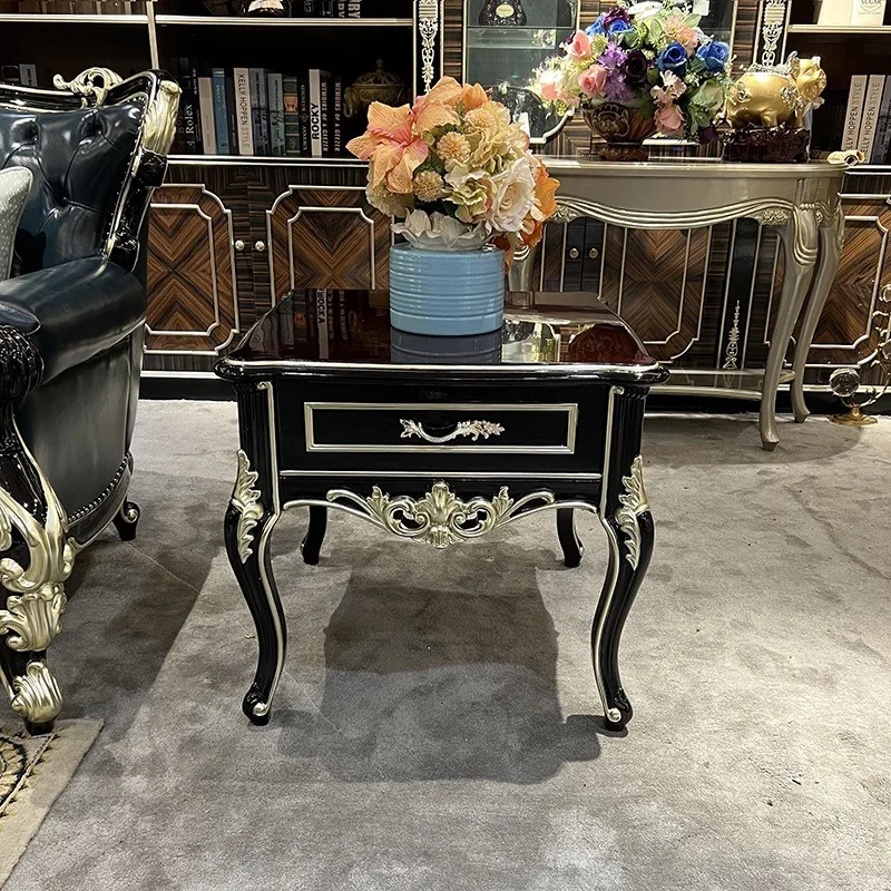Ruisen noble, French small coffee table, European solid wood small square table, living room with drawers