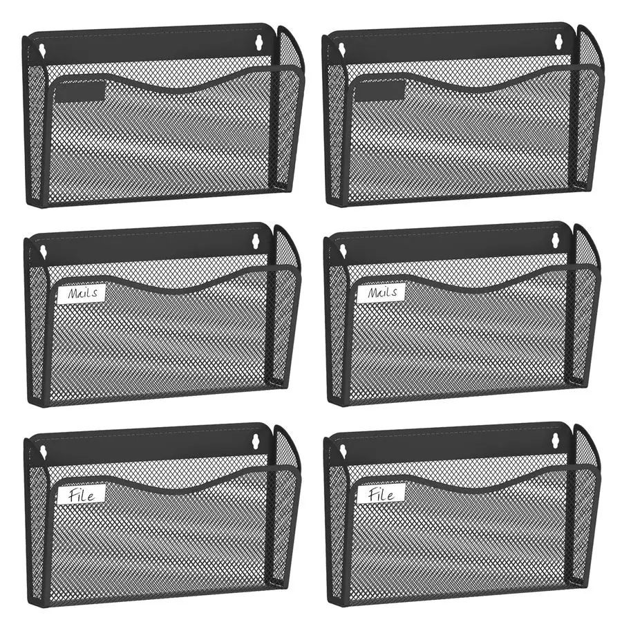 

Органайзер для файлов, сетчатый подвесной органайзер для файлов, организация и хранение домашнего офиса, стойка для журналов с 6 одинарными карманами