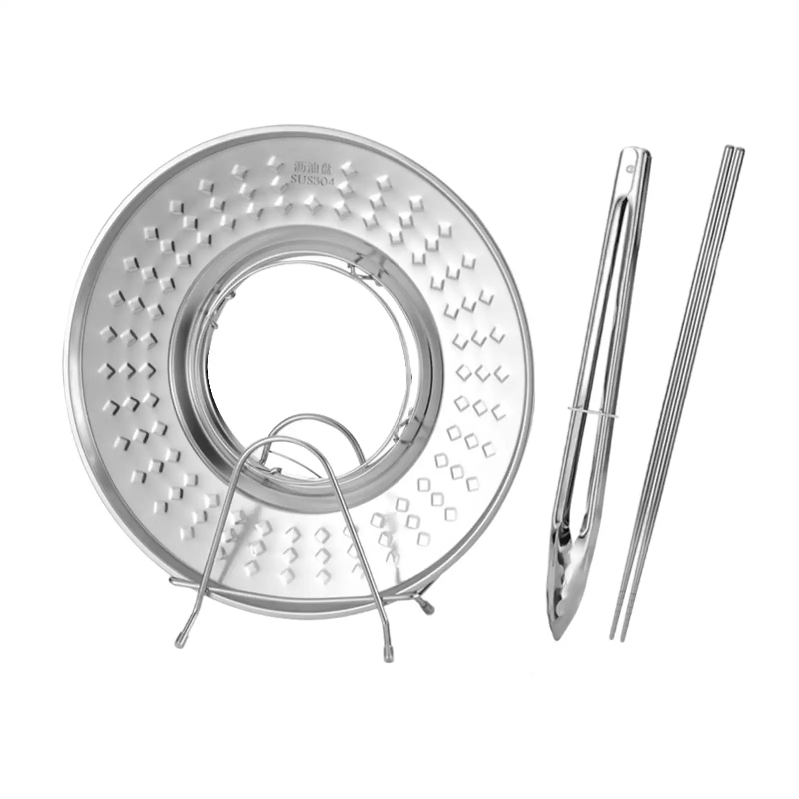 Frying Oil Filter Tray Anti Splashing Colander Kitchen Strainer Versatile Stainless Steel for Cooking Household Barbecue Baking