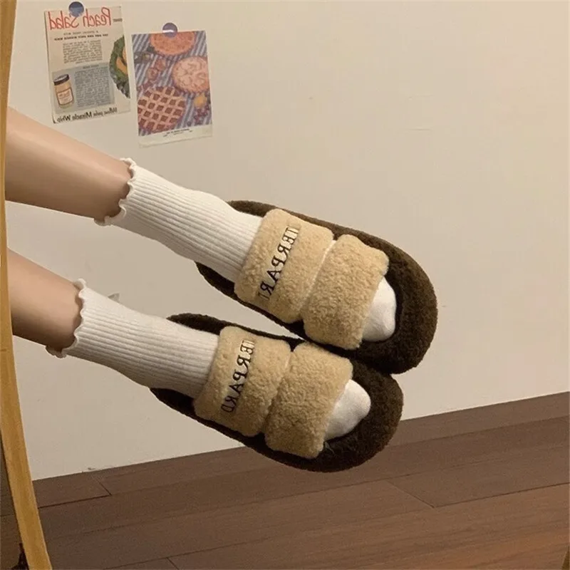 

Thick Soled Fluffy Slippers For Women's Outdoor Wear Indoor Household Slippers 2024 New Autumn And Winter Home Slippers