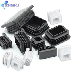 Rectangle End Cap Plastic Black/White Blanking Caps Tube Pipe Inserts Plug Bung Steel Leg  Tables Chairs Furniture Foot Covers